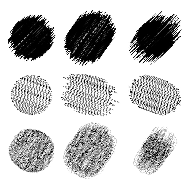 A set of black and white circles with shapes 2023