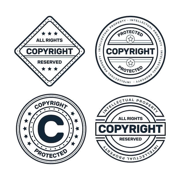 Set of black and white copyright stamps