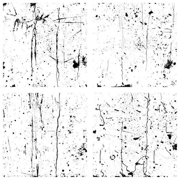 Набор черно-белых проблемных векторных текстур Гранж-фоны и наложения EPS 10