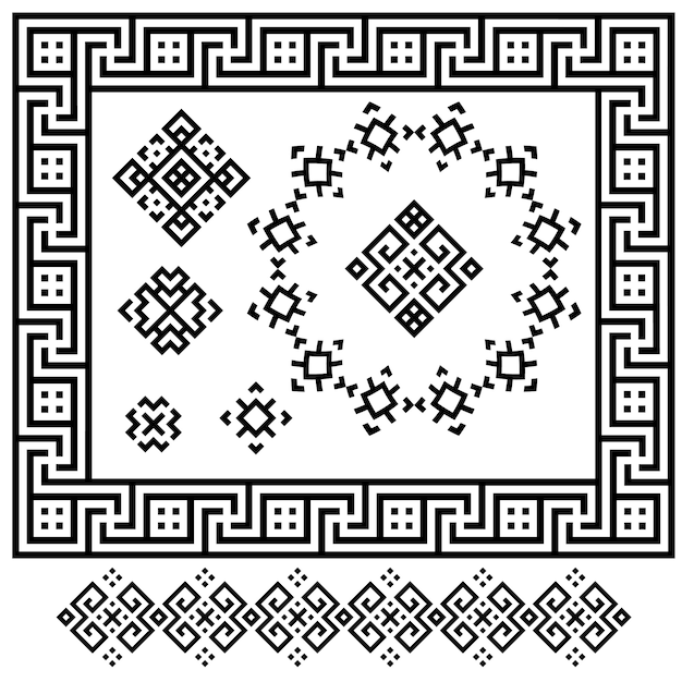 A set of black and white geometric designs