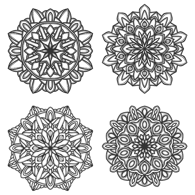 Set of black and white mandala