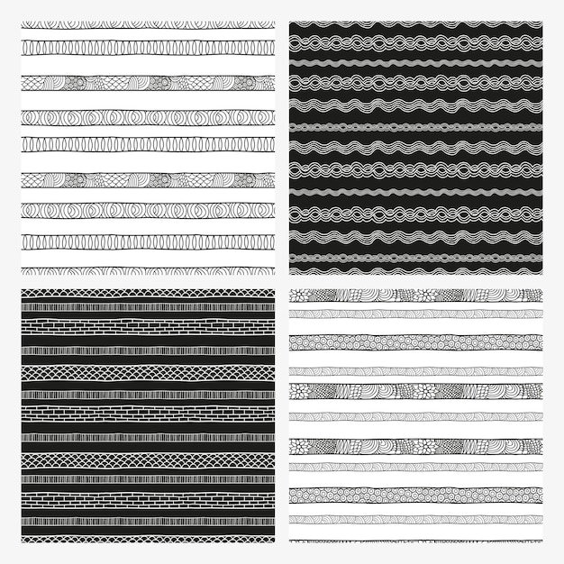 Set of black and white patterns