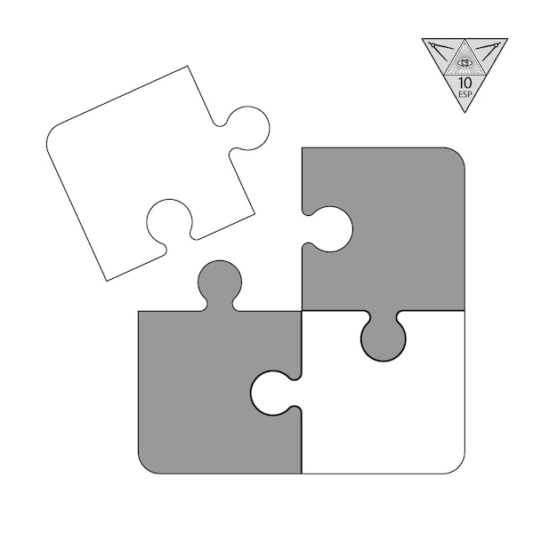 Set of black and white puzzle pieces isolated on a white background vector illustration