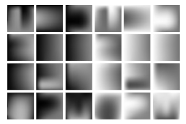 Набор черно-белых векторных градиентных размытий фона