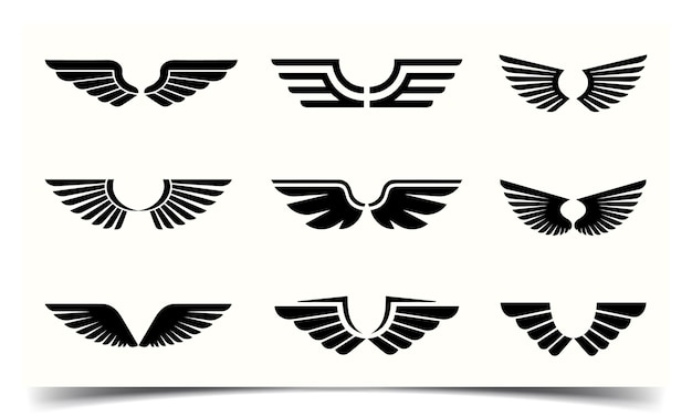 Set of black wings icons Falcon wing icon vector set angel illustration sign collection bird logo