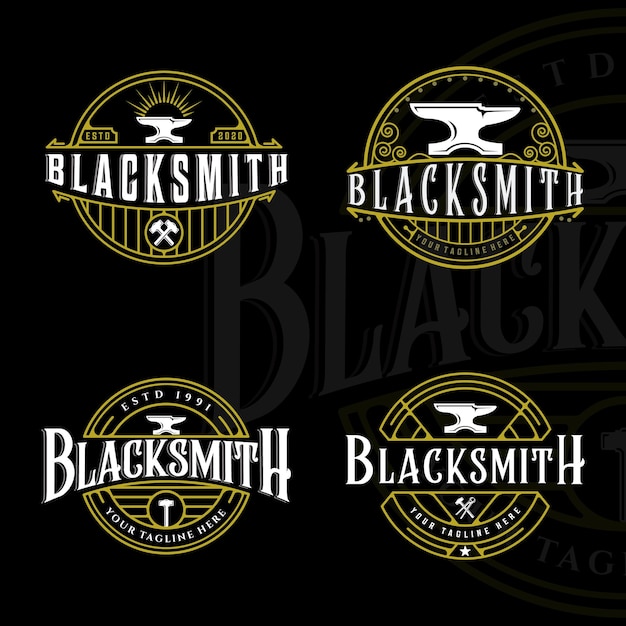 Set of blacksmith anvil logo vintage vector logo illustration template icon graphic designbundle