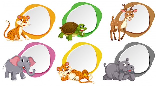 Vector a set of blank banner with animals