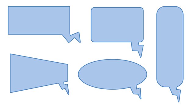 Vector set of blank blue speech bubble message box conversation box chatbox speaking balloon border frame