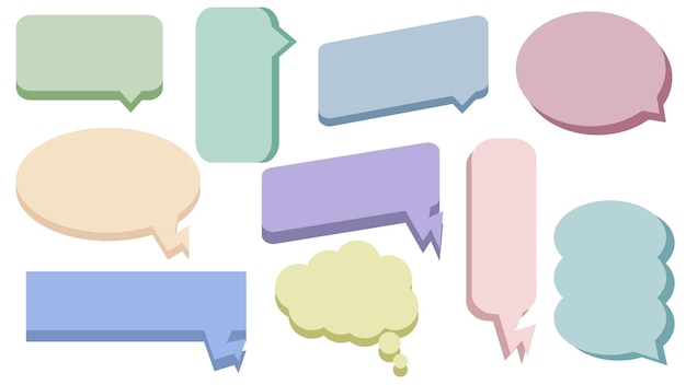 Set of blank colorful speech bubble conversation box chatbox speaking box message box cloud bubble