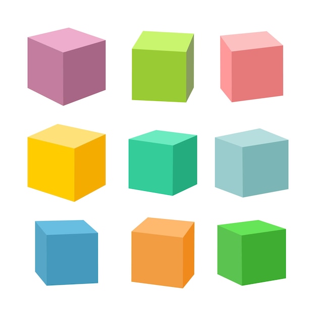 Set of blank colorful toy bricks vector illustration