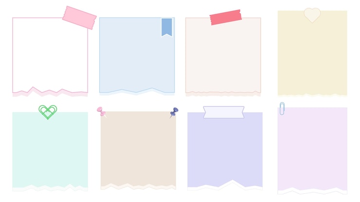 Vector set of blank cute paper templates printable planner journal reminder notes checklist memo writing pad cute perfect for your design