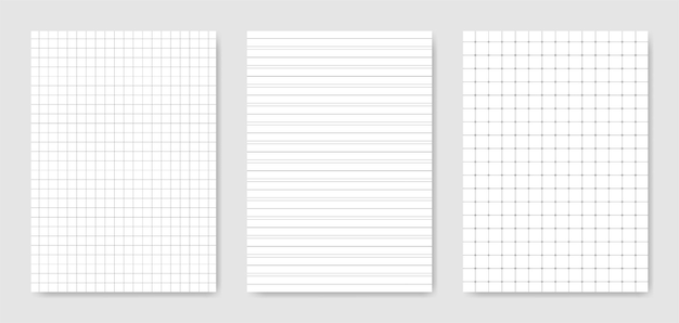 Set of blank graphical technical paper sheet for data representation