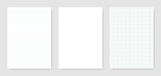 Set of blank graphical technical paper sheet for data representation