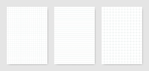 Set of blank graphical technical paper sheet for data representation