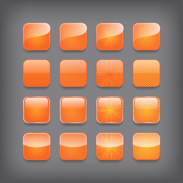 Set of blank orange buttons