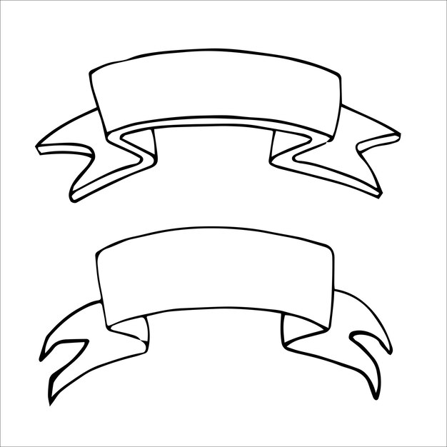 Vector set of blank outline ribbons