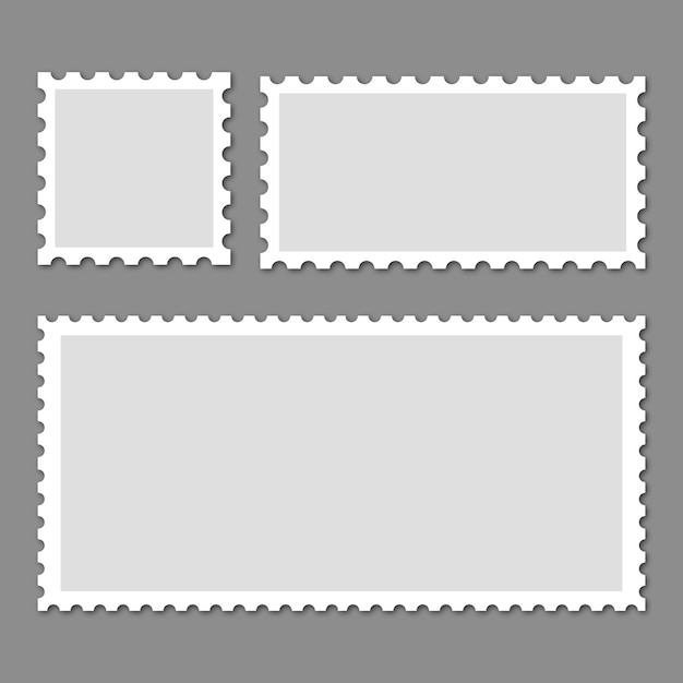 set of blank postage stamp frame vector design