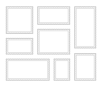 Postcard Empty Stamp Frame Vector. Square Toothed Border Blank