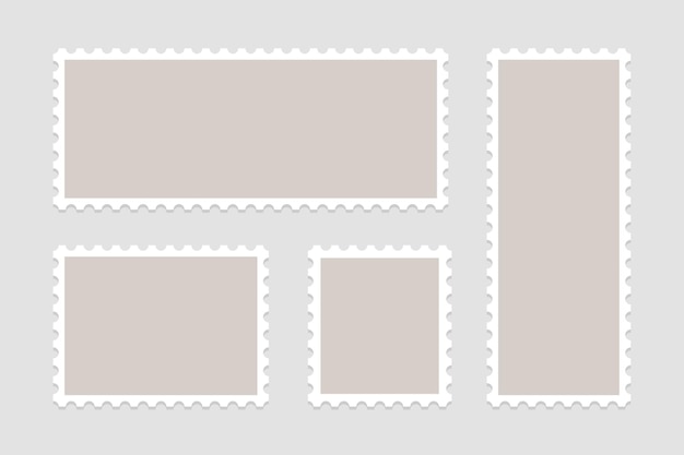 Vector set of blank postage stamps. frames of postage stamps.
