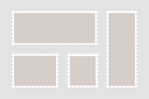 Set of blank postage stamps. Frames of postage stamps.