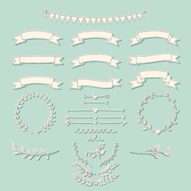 Set of blank retro banner or label and element.