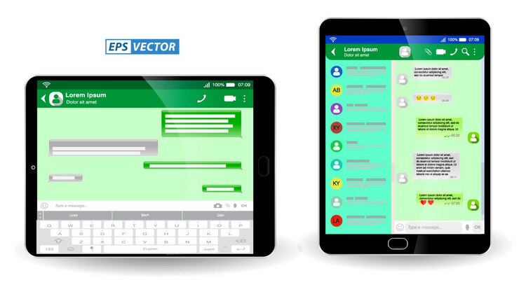 Vector set of blank template messaging or green chatting messages or social network messages chat
