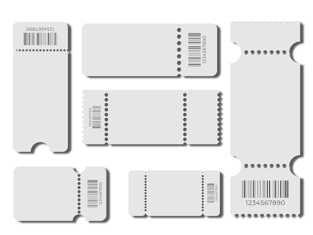 空白のチケットテンプレートを設定するカラーグレーコンサートチケット宝くじクーポンベクタークーポンチケット