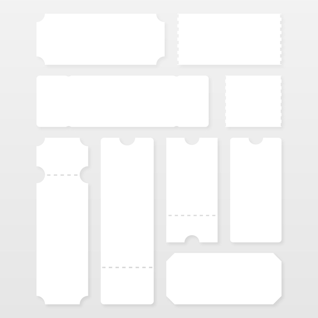 Set blank ticket white coupons template