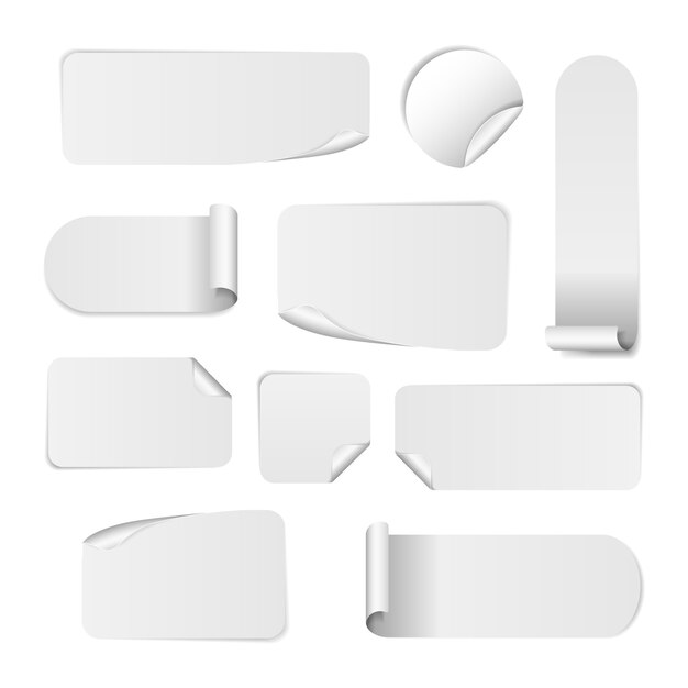 Set Of Blank white paper stickers