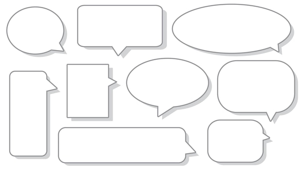 Vector set of a blank white speech bubble conversation box chat box speaking and thinking box illustration on white background perfect for your design
