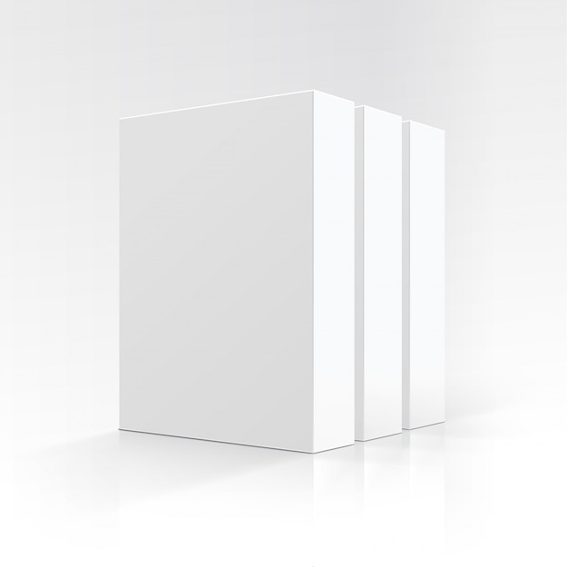 Vector set of blank white vertical boxes in perspective