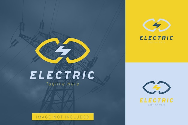 Set bliksem donder elektrische energie logo vector ontwerpsjablonen met verschillende kleurstijlen