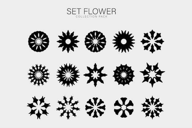 Set bloem icoon vorm vector