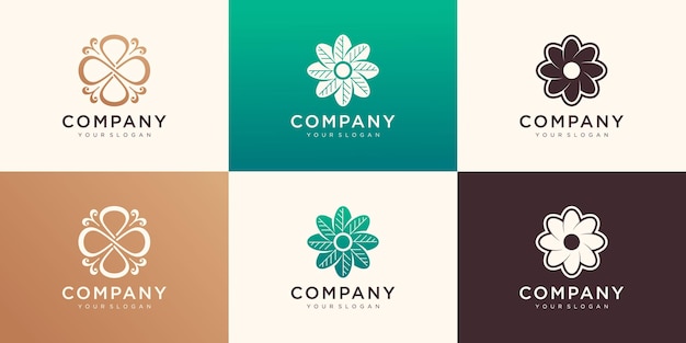 Set bloem logo ontwerpsjabloon