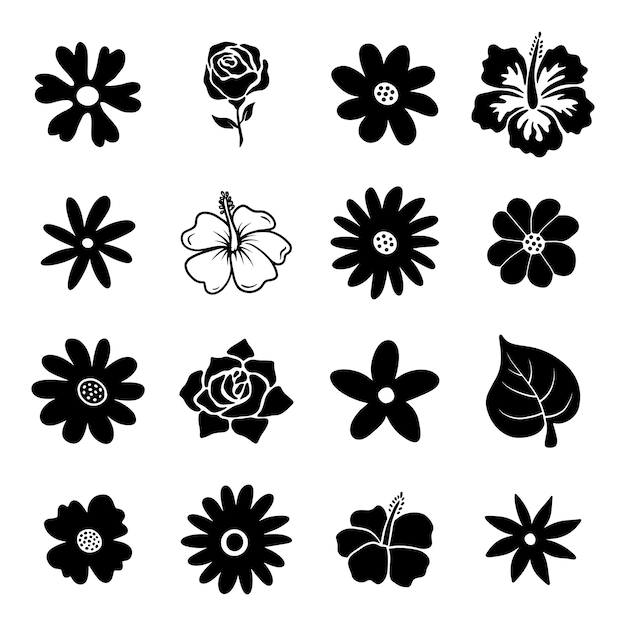 Set bloem silhouet vector