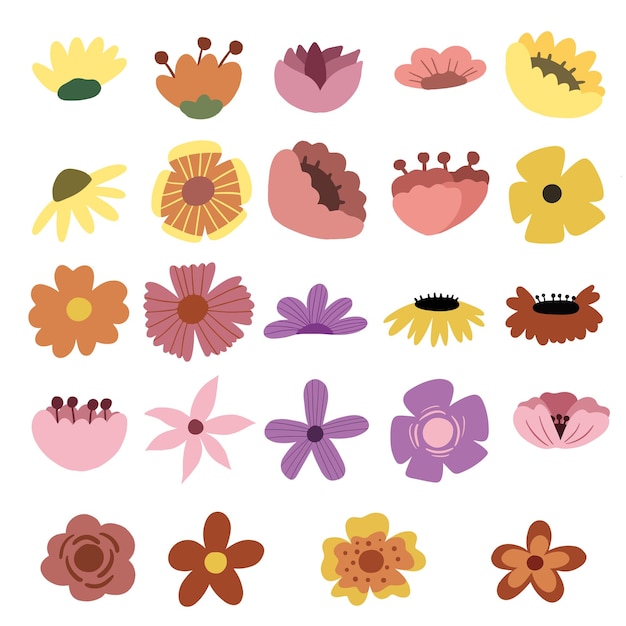 Vector set bloemen en bloemenelementen voor grafische en trouwkaart