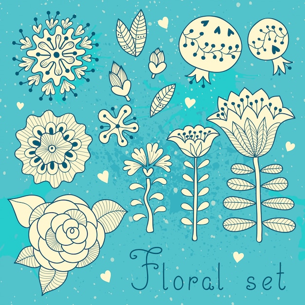 Vector set bloemenelementen