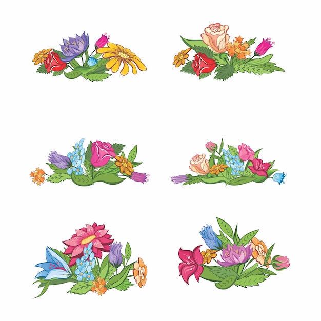 Vector set bloemenvignetten