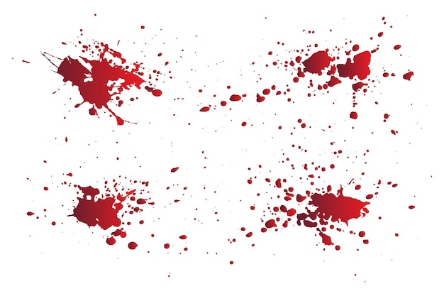 set of blood drop and splatter isolated background
