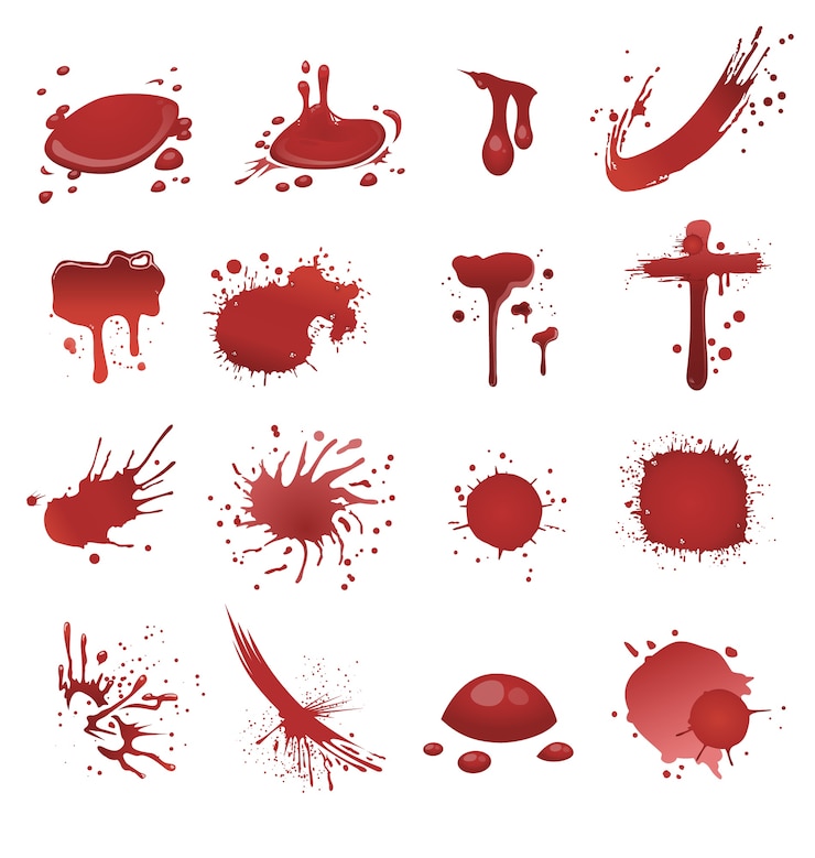 Vector set of blood splatter