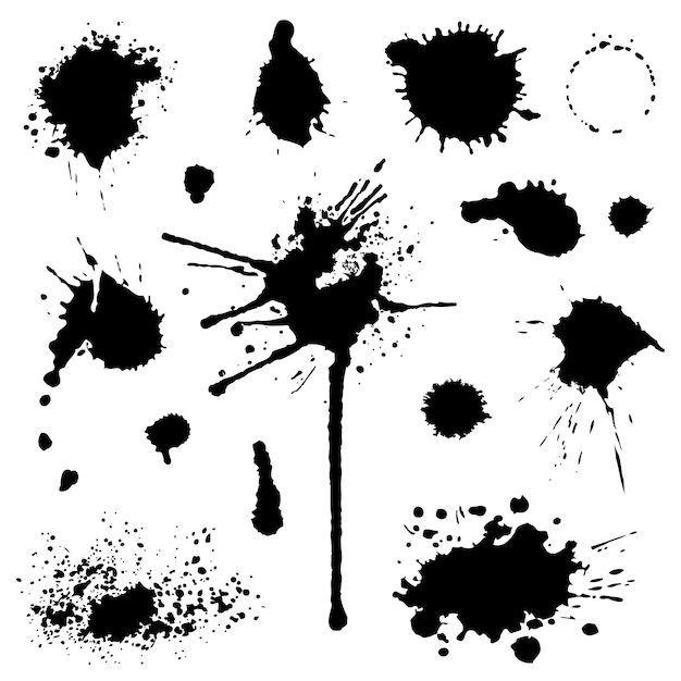 Vector set of blots and stains isolated on white