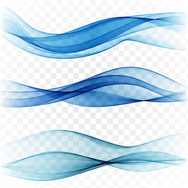 Set of blue abstract wave design element