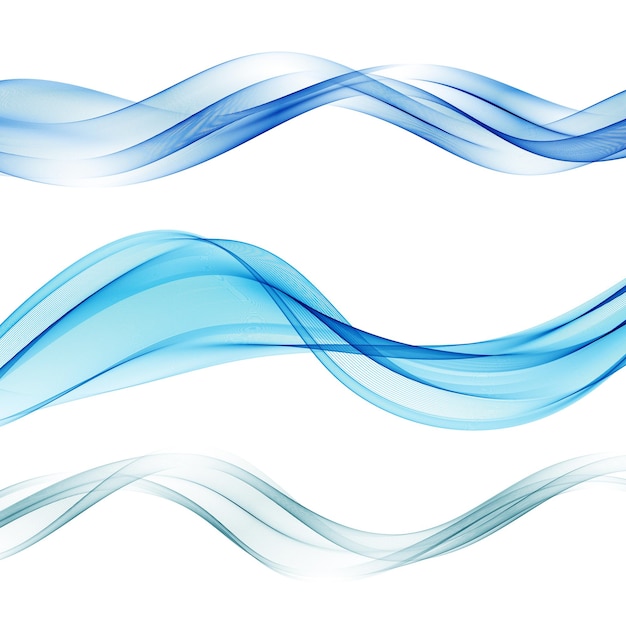 Set of blue abstract wave  element blue wave flow