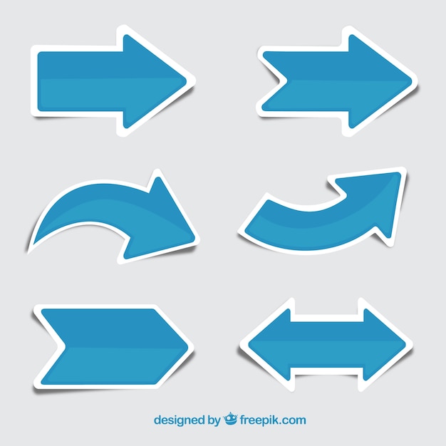 Vector set of blue arrow stickers