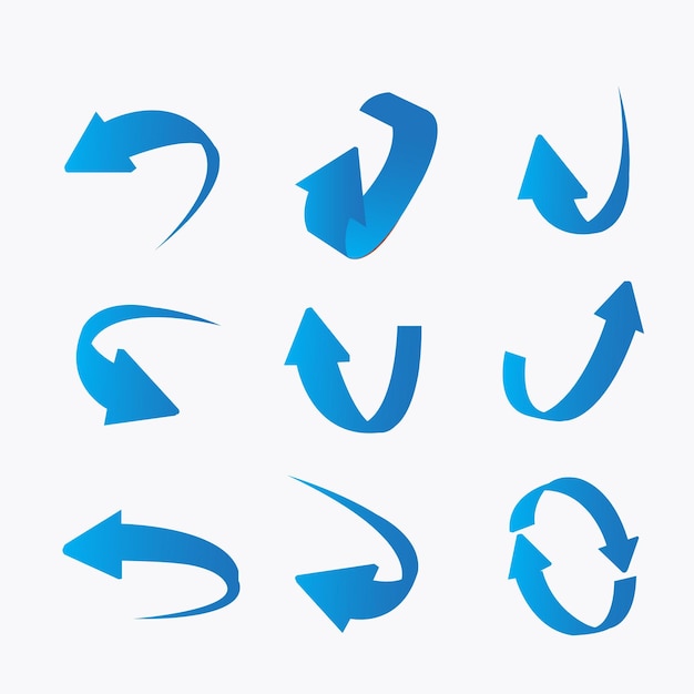 Vector set of blue arrows design