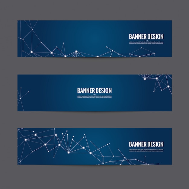 Set of blue banner design