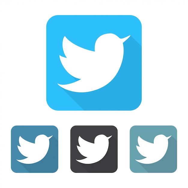 Set di icone blu uccello twitter