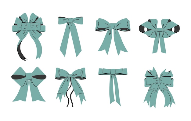 Set of blue bows vector