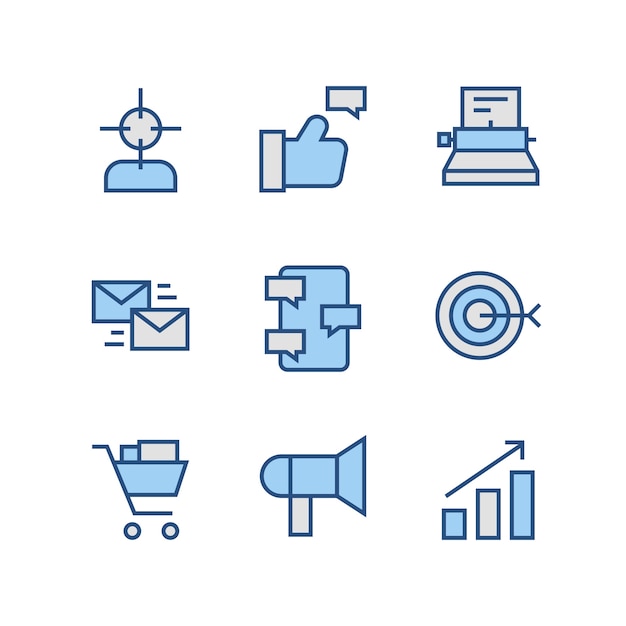 Set Of Blue Business Icon Vector