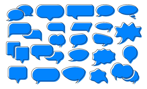 Set of blue Chat Message Bubbles Vector Icon Communication icons Talk bubble dialog Web icon set